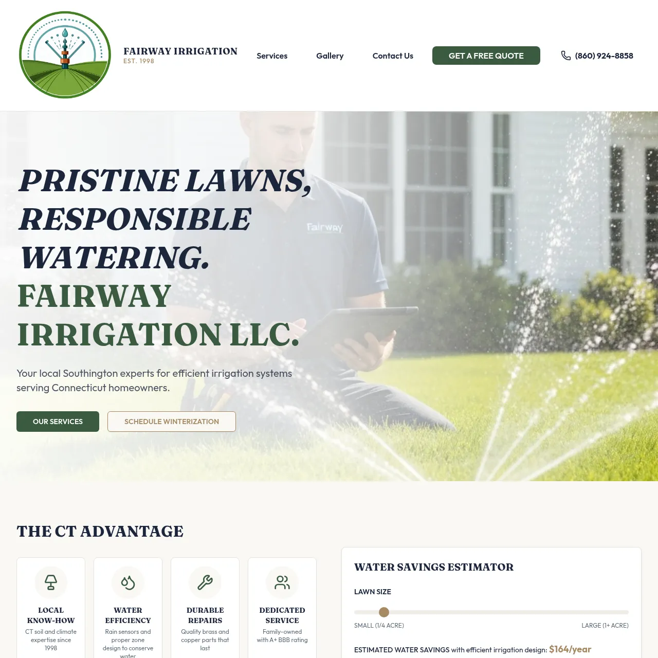 Fairway Irrigation & Lawn — Connecticut Lawn & Landscape website built by Connecticut Website Company