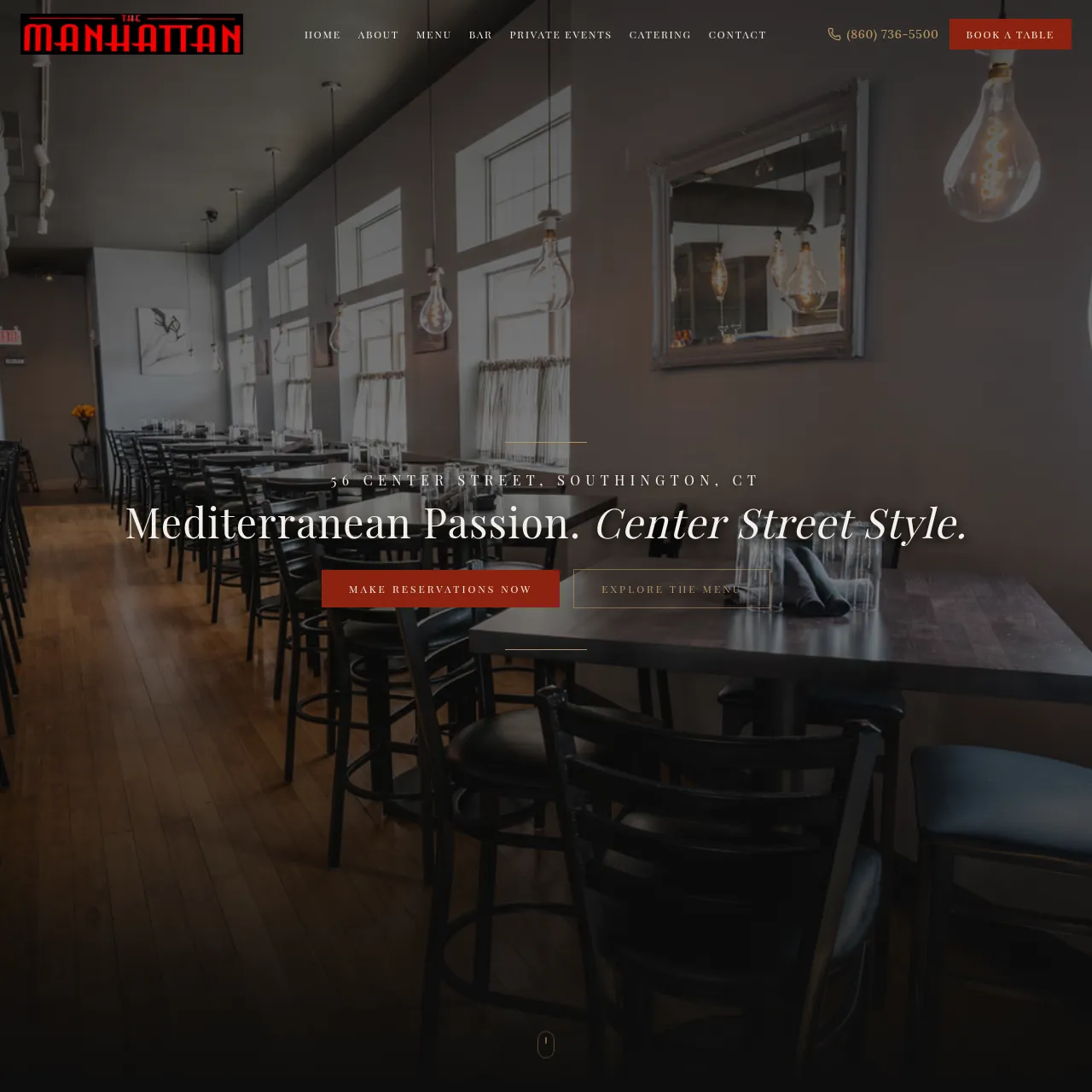 Manhattan Southington — Connecticut Restaurant website built by Connecticut Website Company
